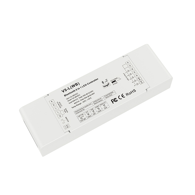 V5-L(WB) 12-48VDC 5CH*6A Bluetooth & RF Tuya Push Dimming 5 in1 LED Controller V5-L(WB) 12-48VDC 5CH*6A Bluetooth & RF Tuya Push Dimming 5 in1 LED Controller